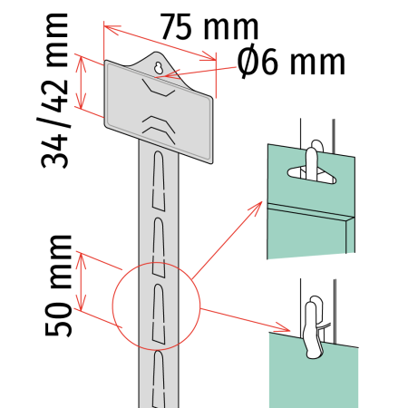 Trak za blister embalaže, bel, 670 mm / 20 kos